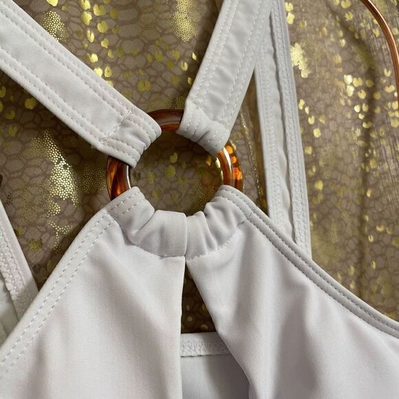 SHEIN white one piece strappy cutout swimsuit, S NWOT - Picture 3 of 5